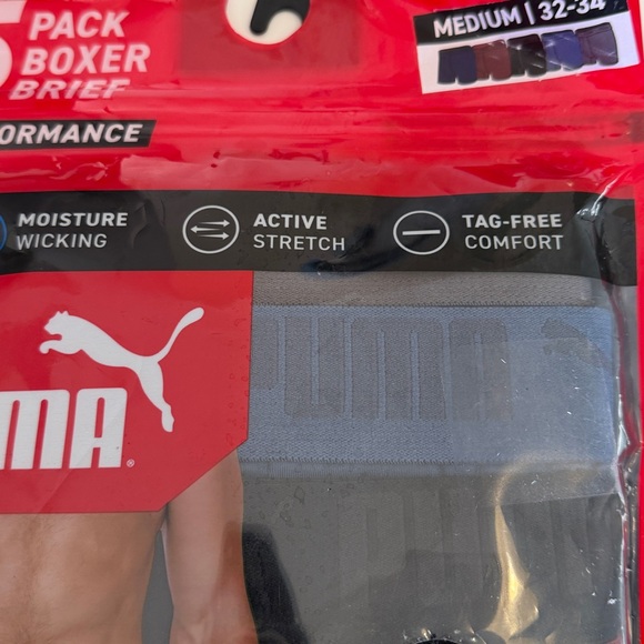 PUMA 5PK Performance Boxer Briefs Multicolor MED 32-34 Waist NWT - Picture 9 of 12